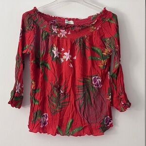 Desigual Smocked Blouse with Cuffed Sleeves